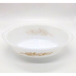Vintage Glasbake J-235 1Qt White Milk Glass Oval Casserole dish